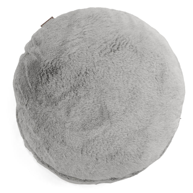 Housse de Coussin Rond 50cm - Fausse Fourrure Lapin Gris clair 01