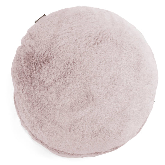 Housse de Coussin Rond 50cm - Fausse Fourrure Lapin Rose Pastel 01