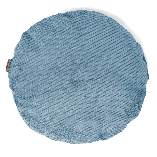 Housse de Coussin Rond 50cm - Pompon Bleu Ciel 01