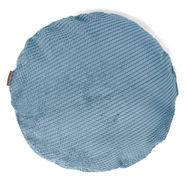 Housse de Coussin Rond 50cm - Pompon Bleu Ciel 01