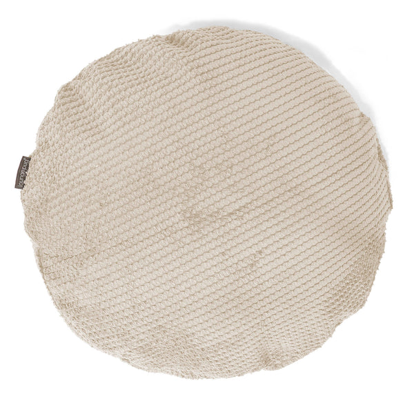 Housse de Coussin Rond 50cm - Pompon Ivoire 01