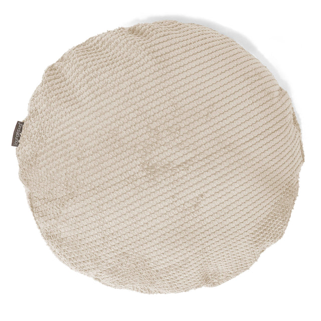 Housse de Coussin Rond 50cm - Pompon Ivoire 01