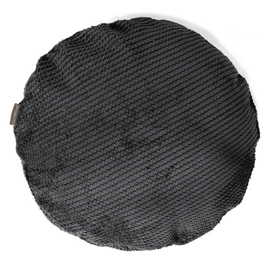 Housse de Coussin Rond 50cm - Pompon Noir 01