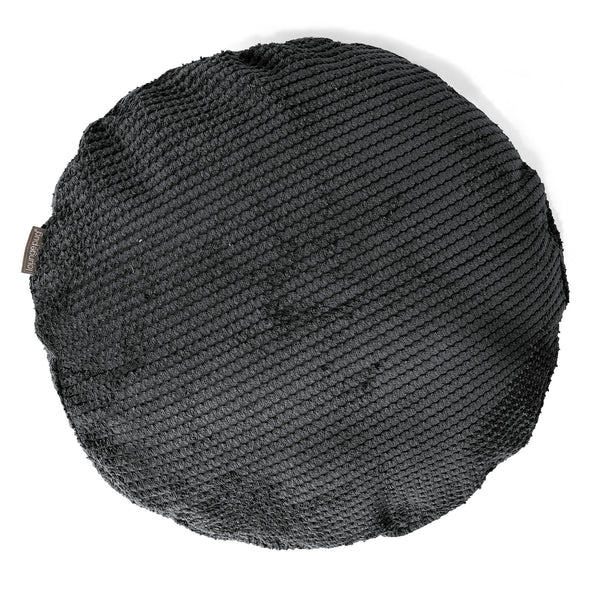 Housse de Coussin Rond 50cm - Pompon Noir 01