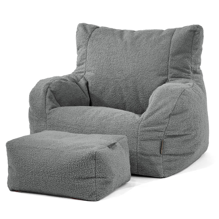 Joséphine Pouf Fauteuil Design - Bouclé Gris 01