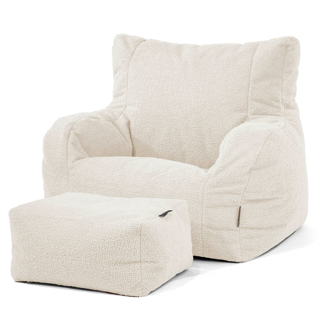 Joséphine Pouf Fauteuil Design - Bouclé Ivoire 01
