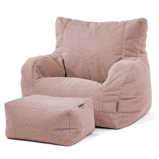 Joséphine Pouf Fauteuil Design - Bouclé Rose 01