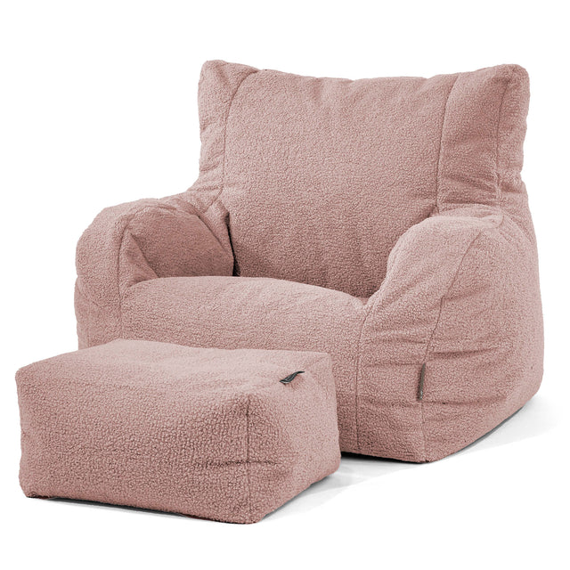 Joséphine Pouf Fauteuil Design - Bouclé Rose 01