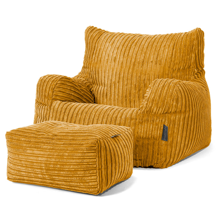 Joséphine Pouf Fauteuil Design - Côtelé Miel doré 02