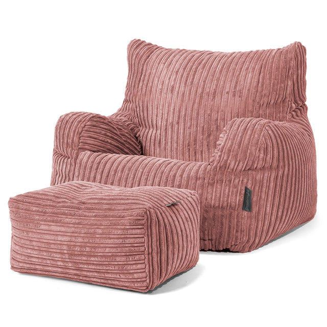 Joséphine Pouf Fauteuil Design - Côtelé Pêche 02
