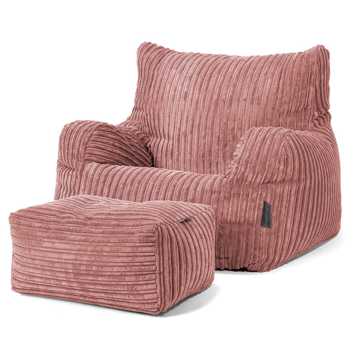 Joséphine Pouf Fauteuil Design - Côtelé Pêche 02