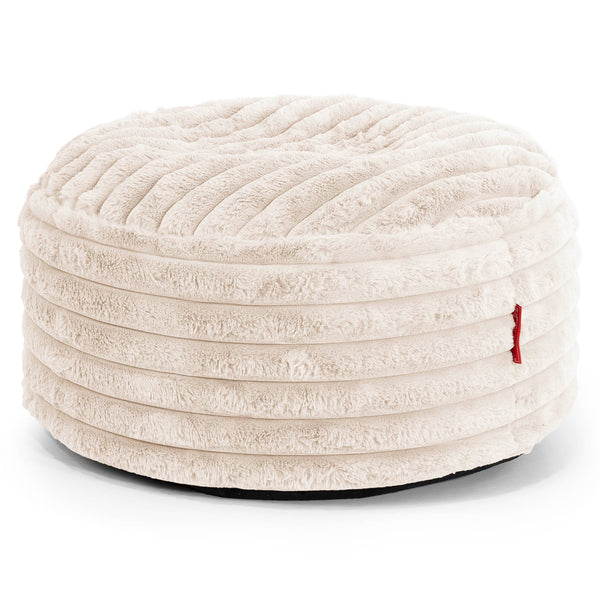 Grand Repose-pied Rond Housse de Remplacement - Velours Côtelé Ultra Pelucheux 01