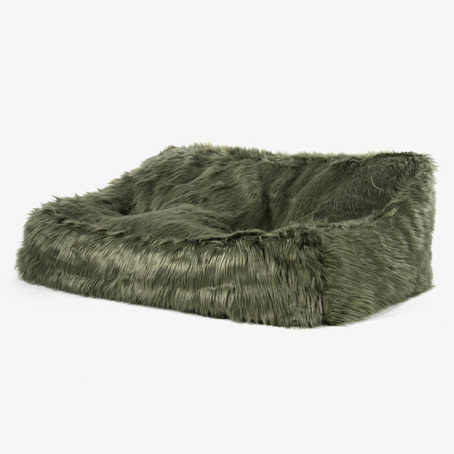 Le Canapé Pouf Doudou - Imitation fourrure à poils longs Vert sauge 01