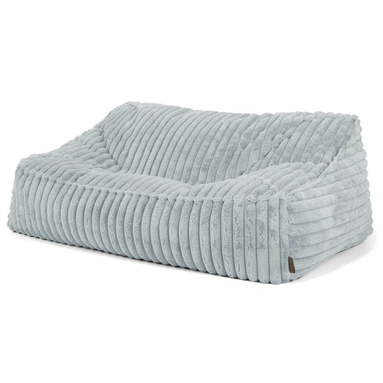 Le Canapé Pouf Doudou - Velours Côtelé Ultra Pelucheux Bleu Dragé 01