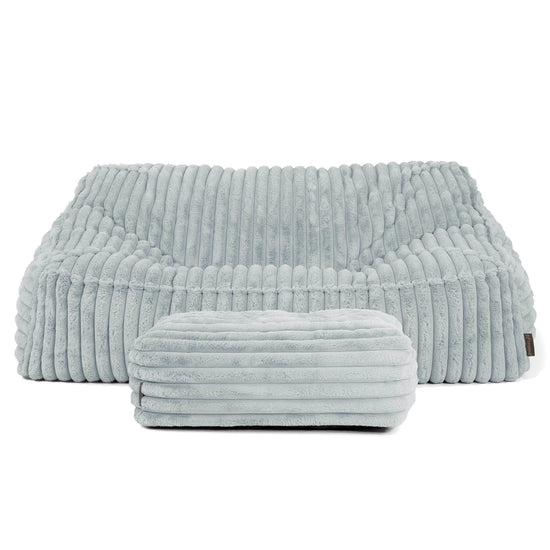 Le Canapé Pouf Doudou - Velours Côtelé Ultra Pelucheux Bleu Dragé 03