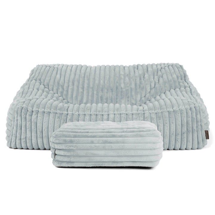 Le Canapé Pouf Doudou - Velours Côtelé Ultra Pelucheux Bleu Dragé 03