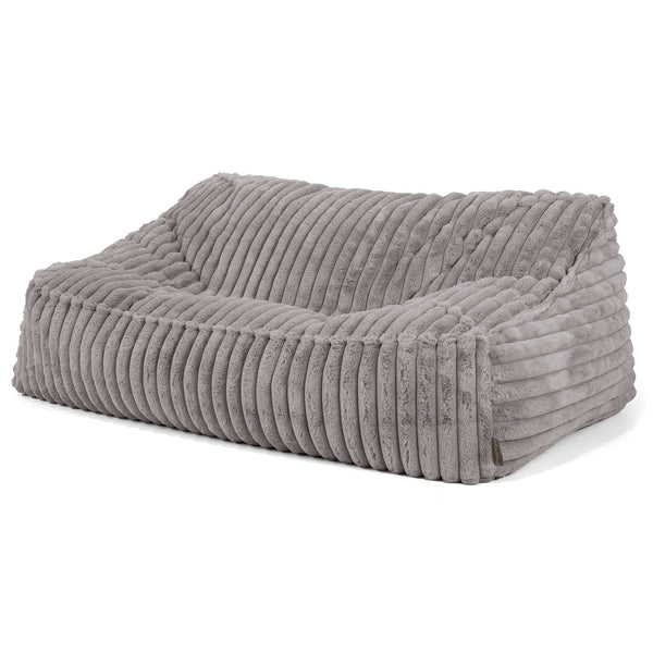 Le Canapé Pouf Doudou - Velours Côtelé Ultra Pelucheux Gris 01