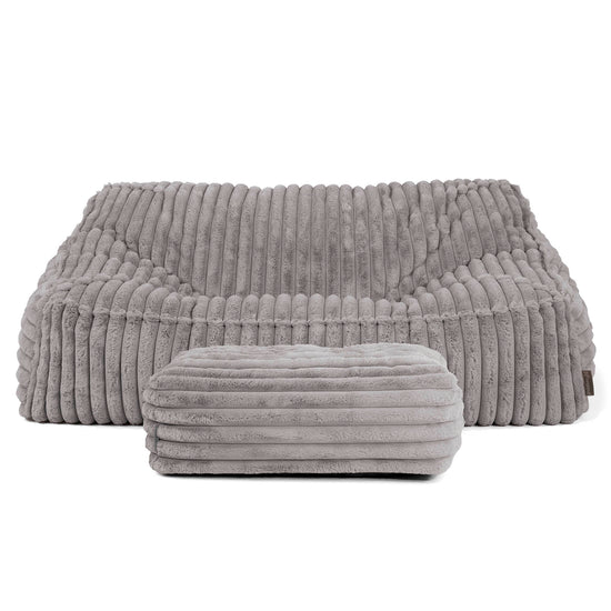 Le Canapé Pouf Doudou - Velours Côtelé Ultra Pelucheux Gris 03
