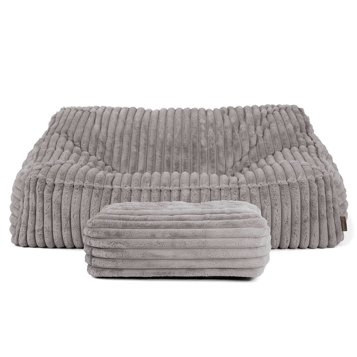 Le Canapé Pouf Doudou - Velours Côtelé Ultra Pelucheux Gris 03