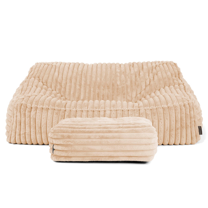 Le Canapé Pouf Doudou - Velours Côtelé Ultra Pelucheux Pêche 03