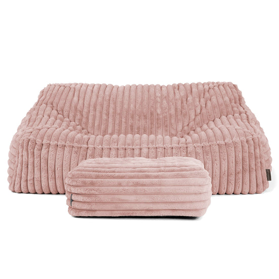 Le Canapé Pouf Doudou - Velours Côtelé Ultra Pelucheux Rose Pastel 03
