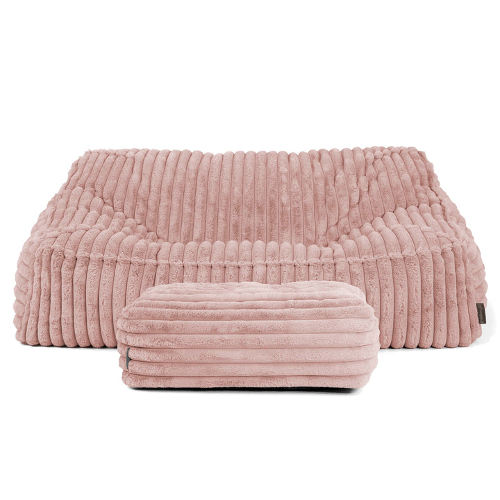 Le Canapé Pouf Doudou - Velours Côtelé Ultra Pelucheux Rose Pastel 03