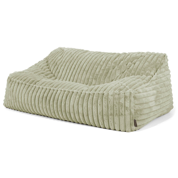Le Canapé Pouf Doudou - Velours Côtelé Ultra Pelucheux Vert Sauge 01
