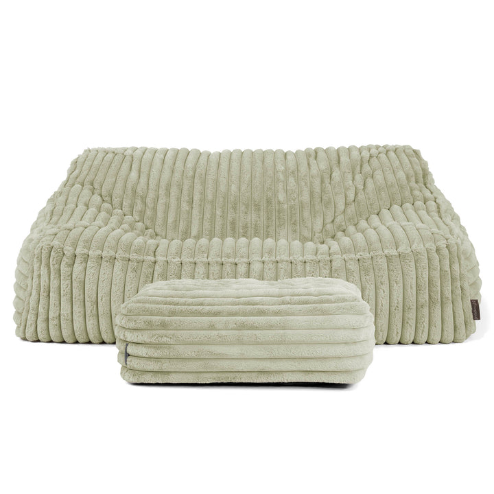 Le Canapé Pouf Doudou - Velours Côtelé Ultra Pelucheux Vert Sauge 03