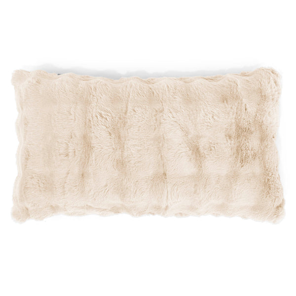 Housse de Coussin Rectangulaire Géant 40 x 70cm - Fausse Fourrure à Bulles Crème 01