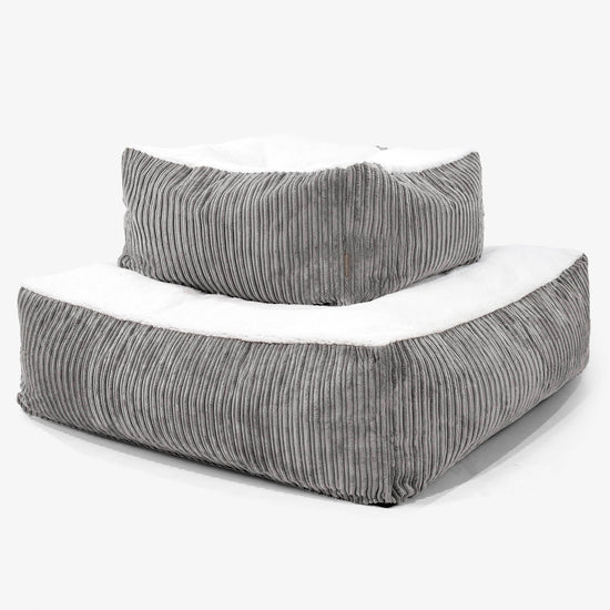 Le Matelas Géant pour Chien, Taille Large - Sherpa & Côtelé Anthracite 03