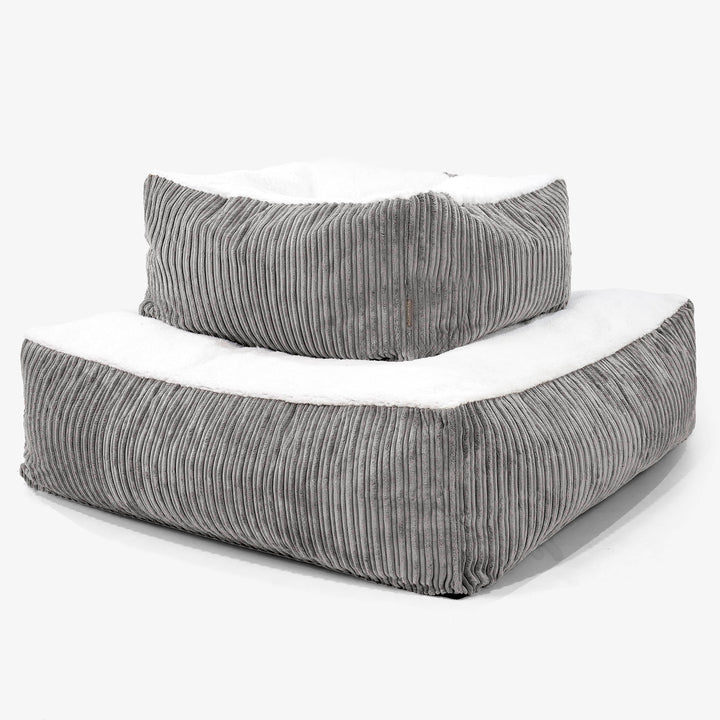Le Matelas Géant pour Chien, Taille Large - Sherpa & Côtelé Anthracite 03
