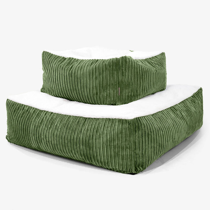 Le Matelas Géant pour Chien, Taille Large - Sherpa & Côtelé Vert Forêt 03