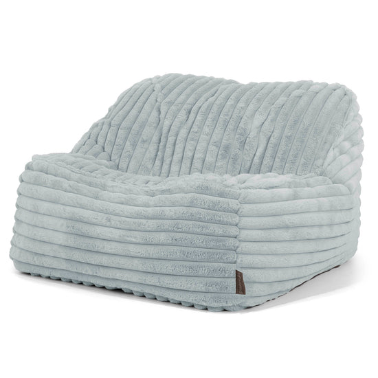 Le Pouf Doudou - Velours Côtelé Ultra Pelucheux Bleu Dragé 01