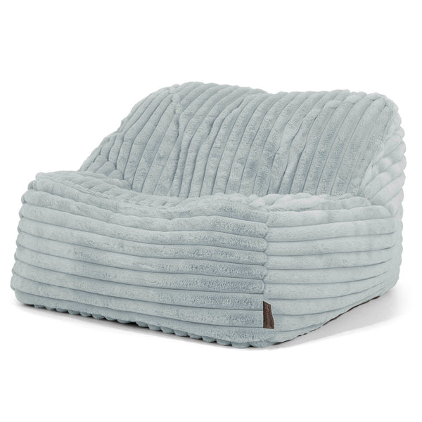 Le Pouf Doudou - Velours Côtelé Ultra Pelucheux Bleu Dragé 01