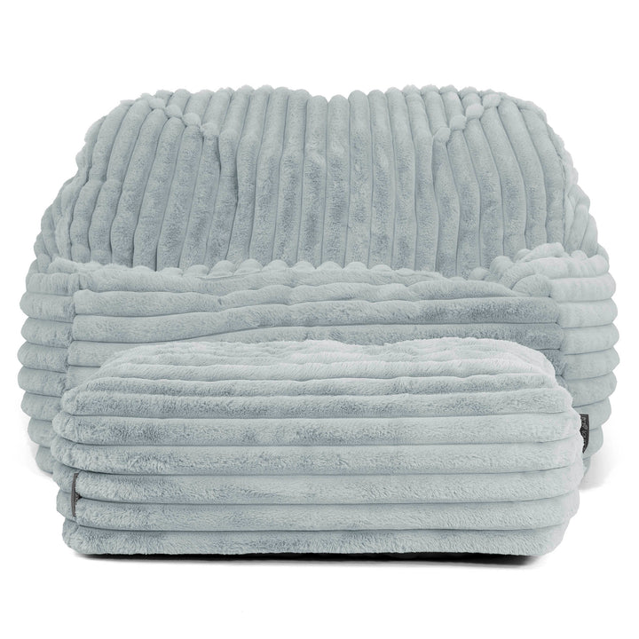 Le Pouf Doudou - Velours Côtelé Ultra Pelucheux Bleu Dragé 03