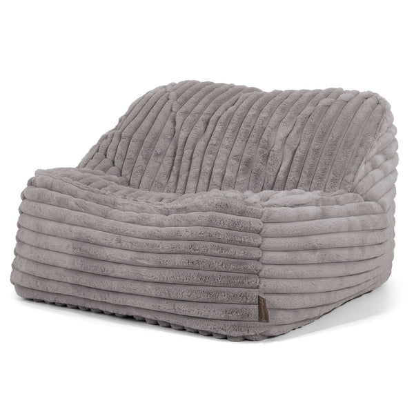 Le Pouf Doudou - Velours Côtelé Ultra Pelucheux Gris 01