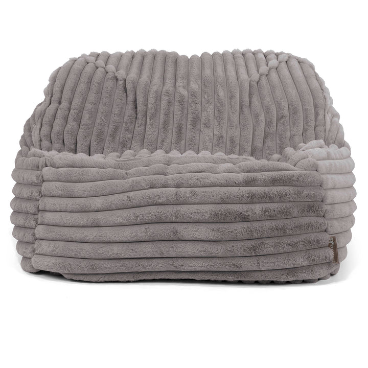 Le Pouf Doudou - Velours Côtelé Ultra Pelucheux Gris 02
