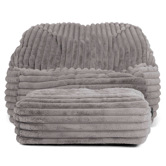 Le Pouf Doudou - Velours Côtelé Ultra Pelucheux Gris 03