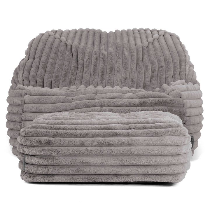 Le Pouf Doudou - Velours Côtelé Ultra Pelucheux Gris 03