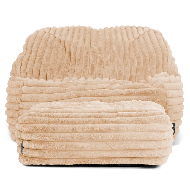 Le Pouf Doudou - Velours Côtelé Ultra Pelucheux Pêche 03