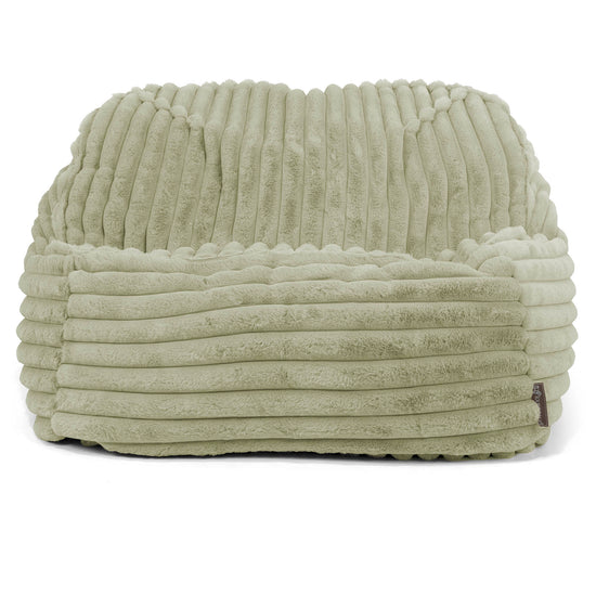 Le Pouf Doudou - Velours Côtelé Ultra Pelucheux Vert Sauge 02