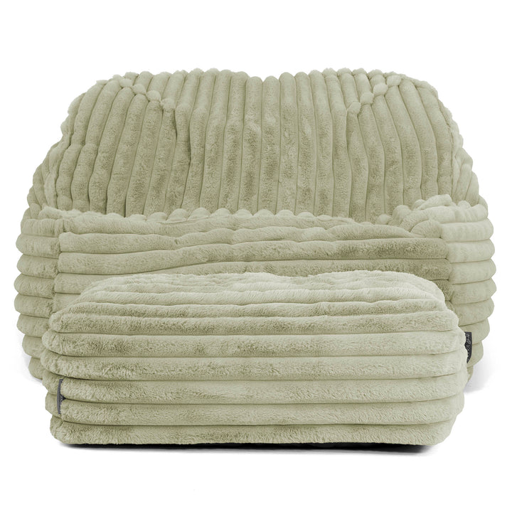 Le Pouf Doudou - Velours Côtelé Ultra Pelucheux Vert Sauge 03