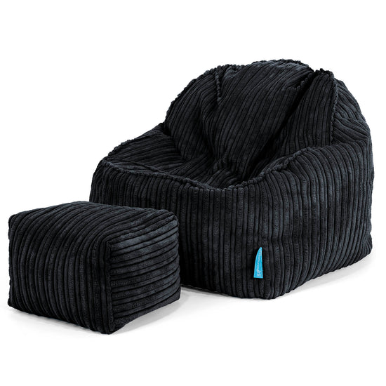 Le Pouf Enfant Doudou 2-6 ans - Côtelé Noir 03