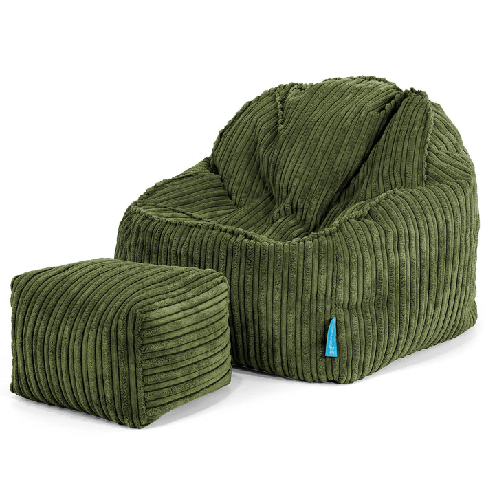 Le Pouf Enfant Doudou 2-6 ans - Côtelé Vert Forêt 03