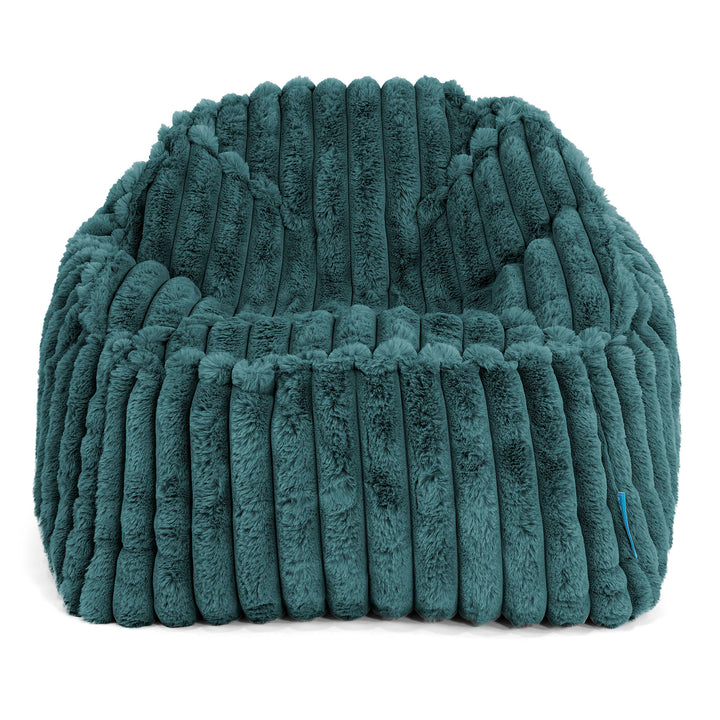 Le Pouf Enfant Doudou 2-6 ans - Velours Côtelé Ultra Pelucheux Bleu Canard 02