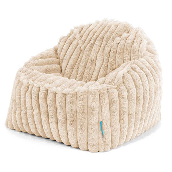 Le Pouf Enfant Doudou 2-6 ans - Velours Côtelé Ultra Pelucheux Crème 01