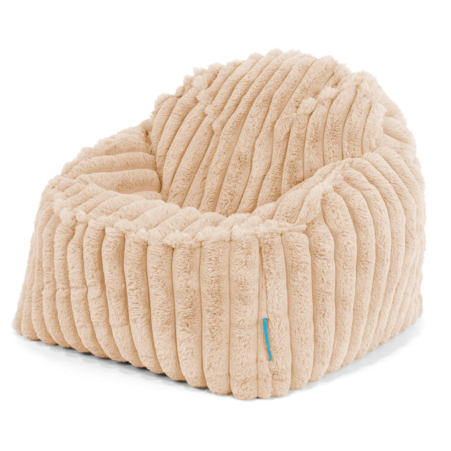 Le Pouf Enfant Doudou 2-6 ans - Velours Côtelé Ultra Pelucheux Pêche 01