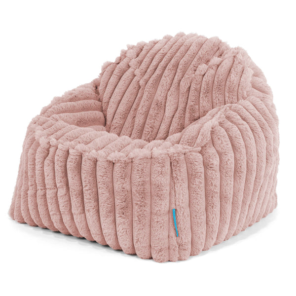 Le Pouf Enfant Doudou 2-6 ans - Velours Côtelé Ultra Pelucheux Rose Pastel 01