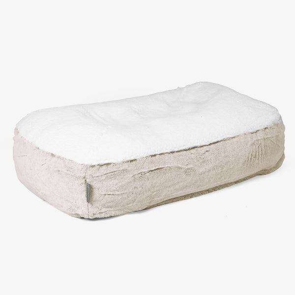 Lit pour Chien, Taille Moyenne - Fausse Fourrure Lapin Brun Doré 01