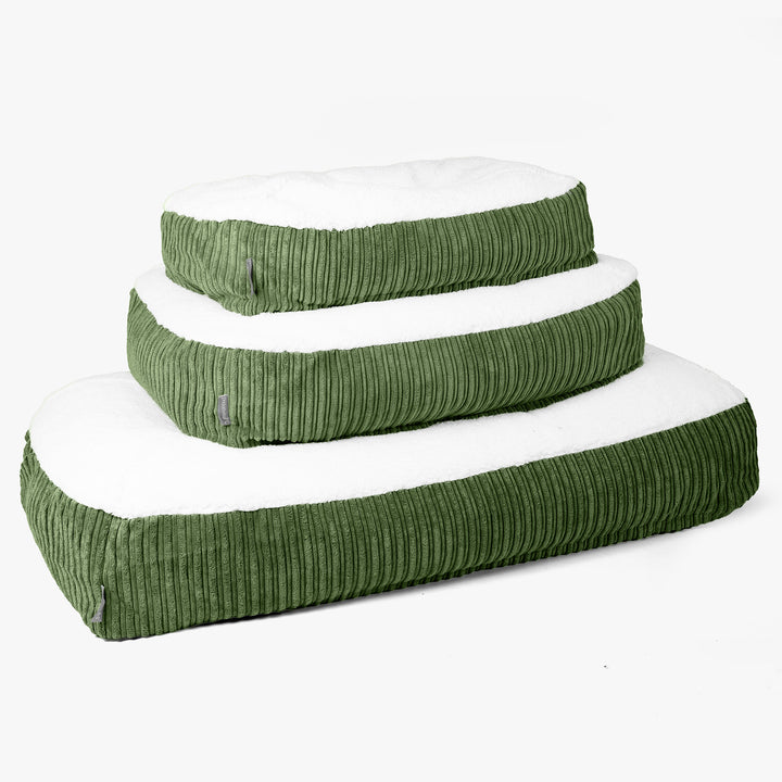 Lit pour Chien, Taille XL - Sherpa & Côtelé Vert Forêt 02